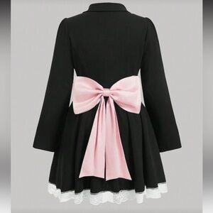 Cute Elegant Lace Patchwork Pink Bow Back Flared Light Jacket